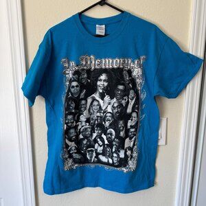 Memorial Rap Music Tee Shirt Tupac Biggie & Many More Blue Sz L
